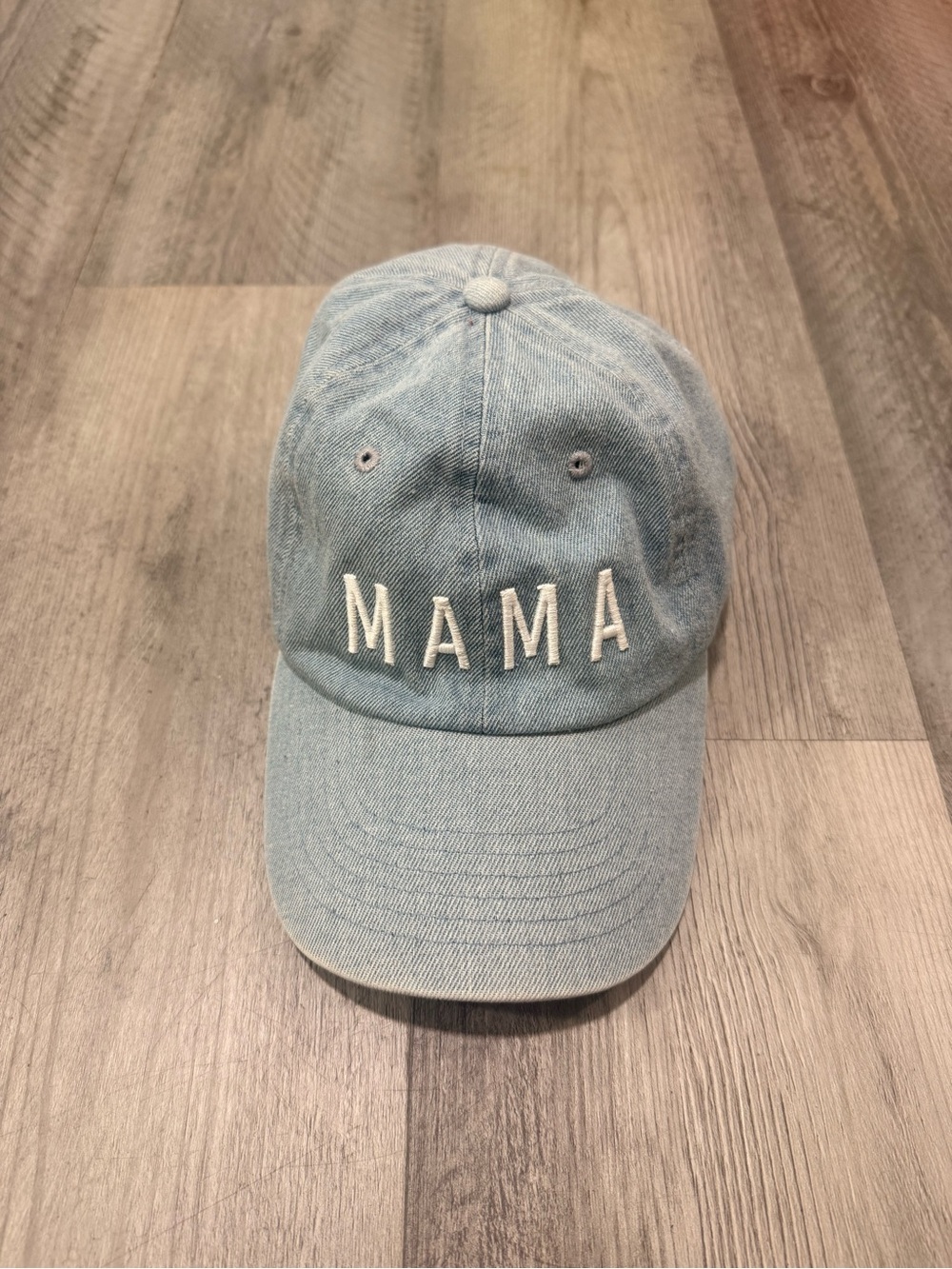 MAMA Embroidered Denim Baseball Cap - Light Blue